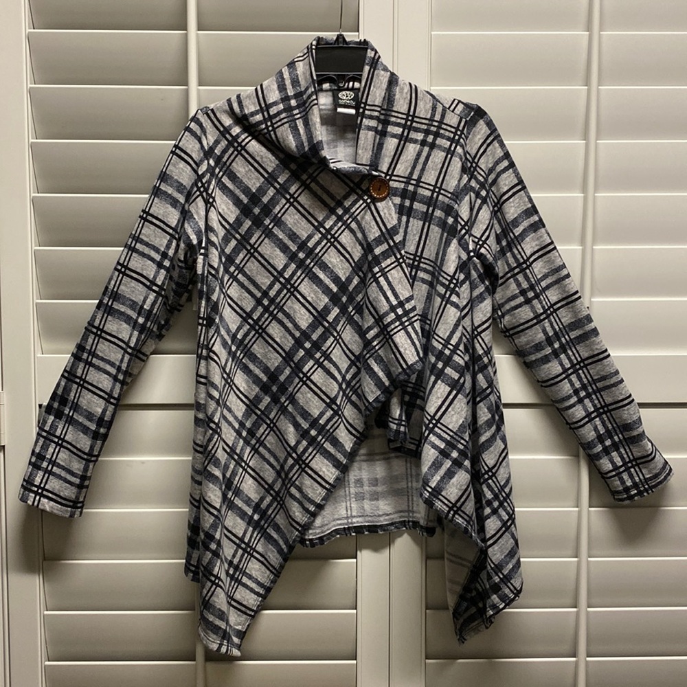 Bobeau one button fleece wrap cardigan